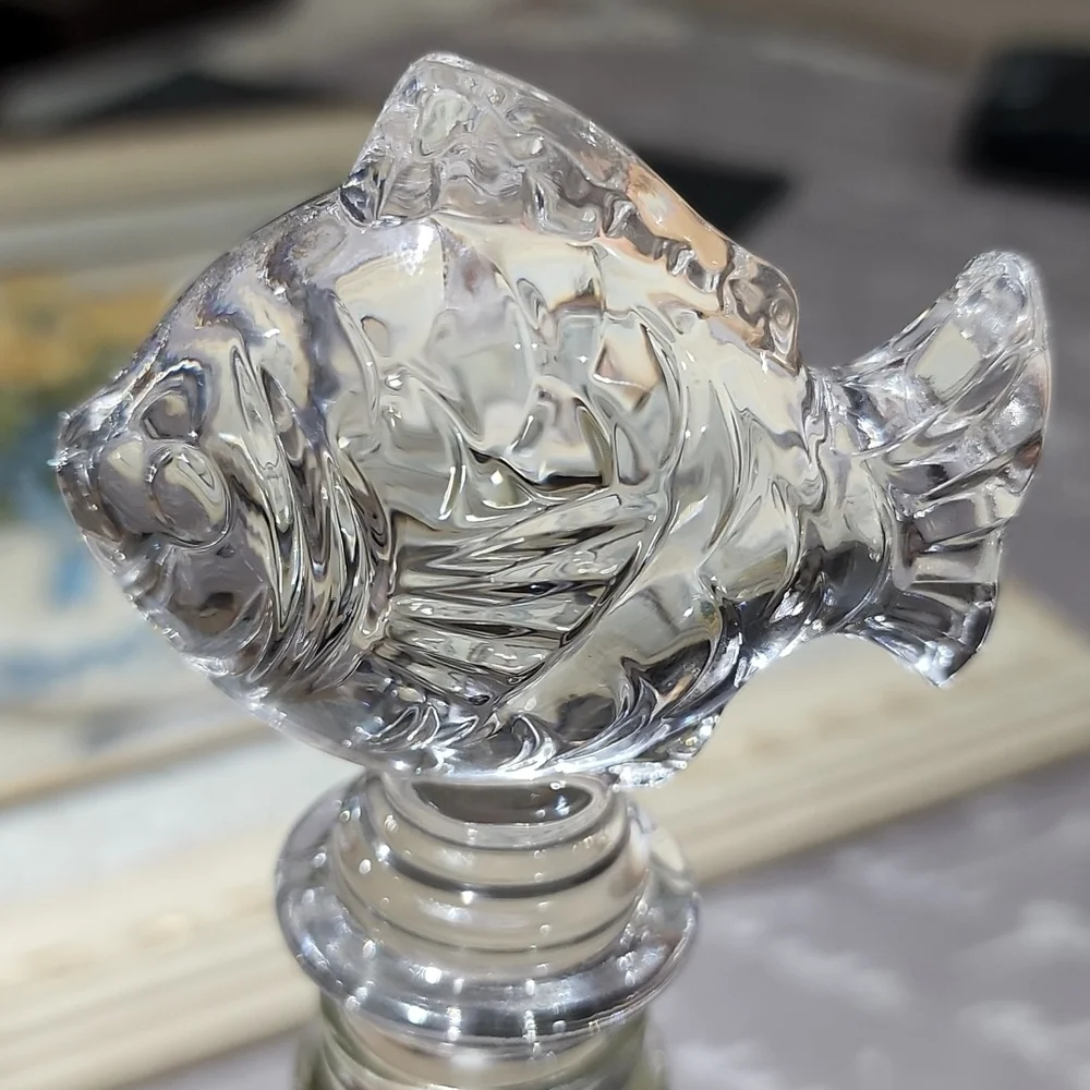 Mikasa Crystal Fish Wine Bottle Stopper‎ 5.5in x 2.75in